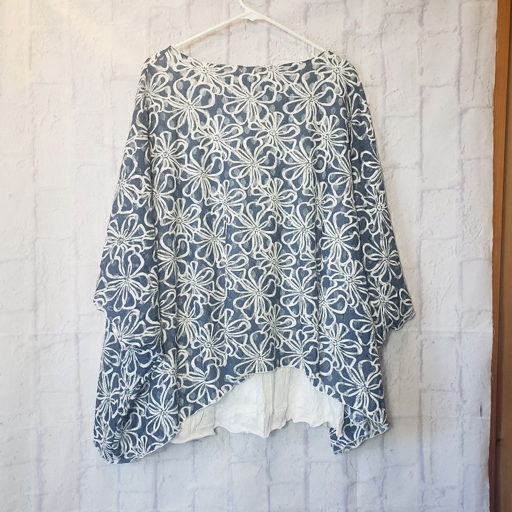 VINTAGE VINE STREET Floral Overlay Flowy Top XL - Picture 7 of 7